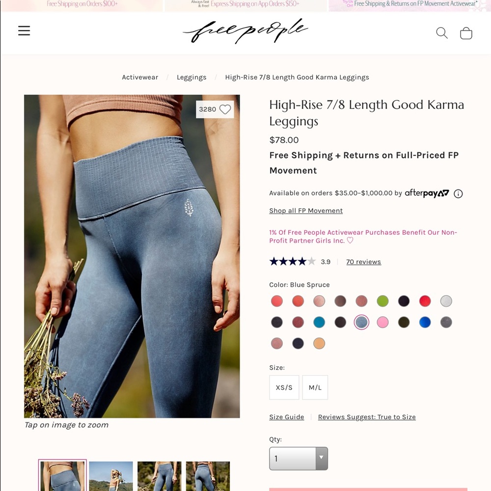 Free people good karma leggings in blue spruce - Picture 7 of 7